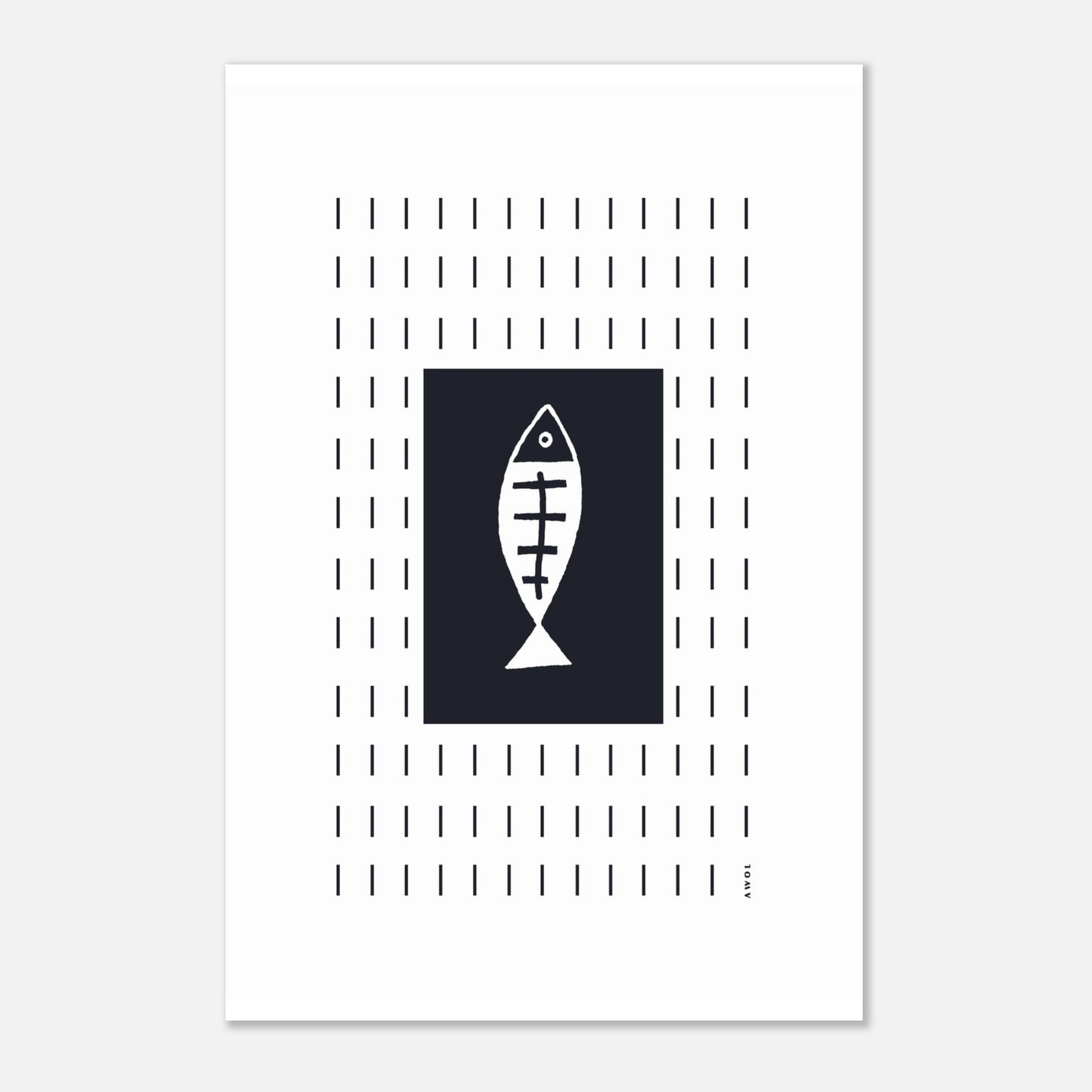 Minimalist Fish Art With Abstract Rain Pattern: Wall Poster Print