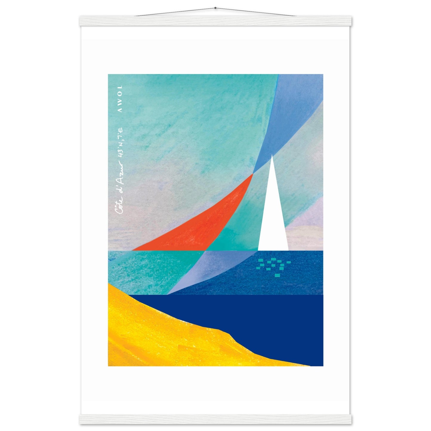 Sailboat On Abstract Sea: Côte d'Azur Poster with Hanger