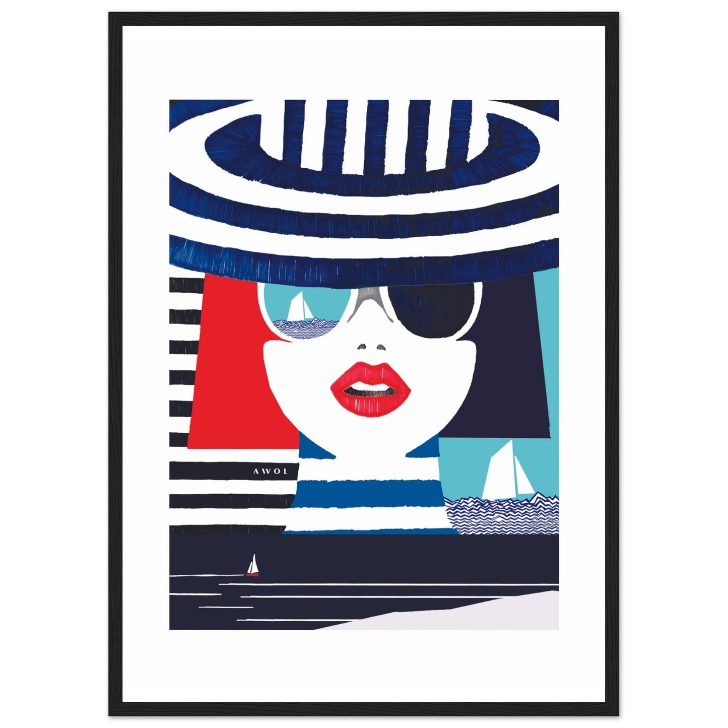 Portrait Of A Woman On The Beach: Mediterranean Wall Art, Framed Print