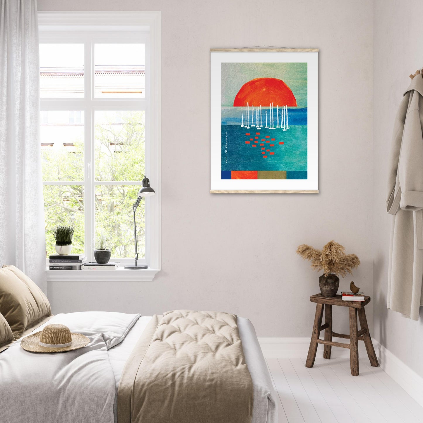 Sunset Wall Poster Print With Sailboats On The Mediterranean: Poster with Hanger