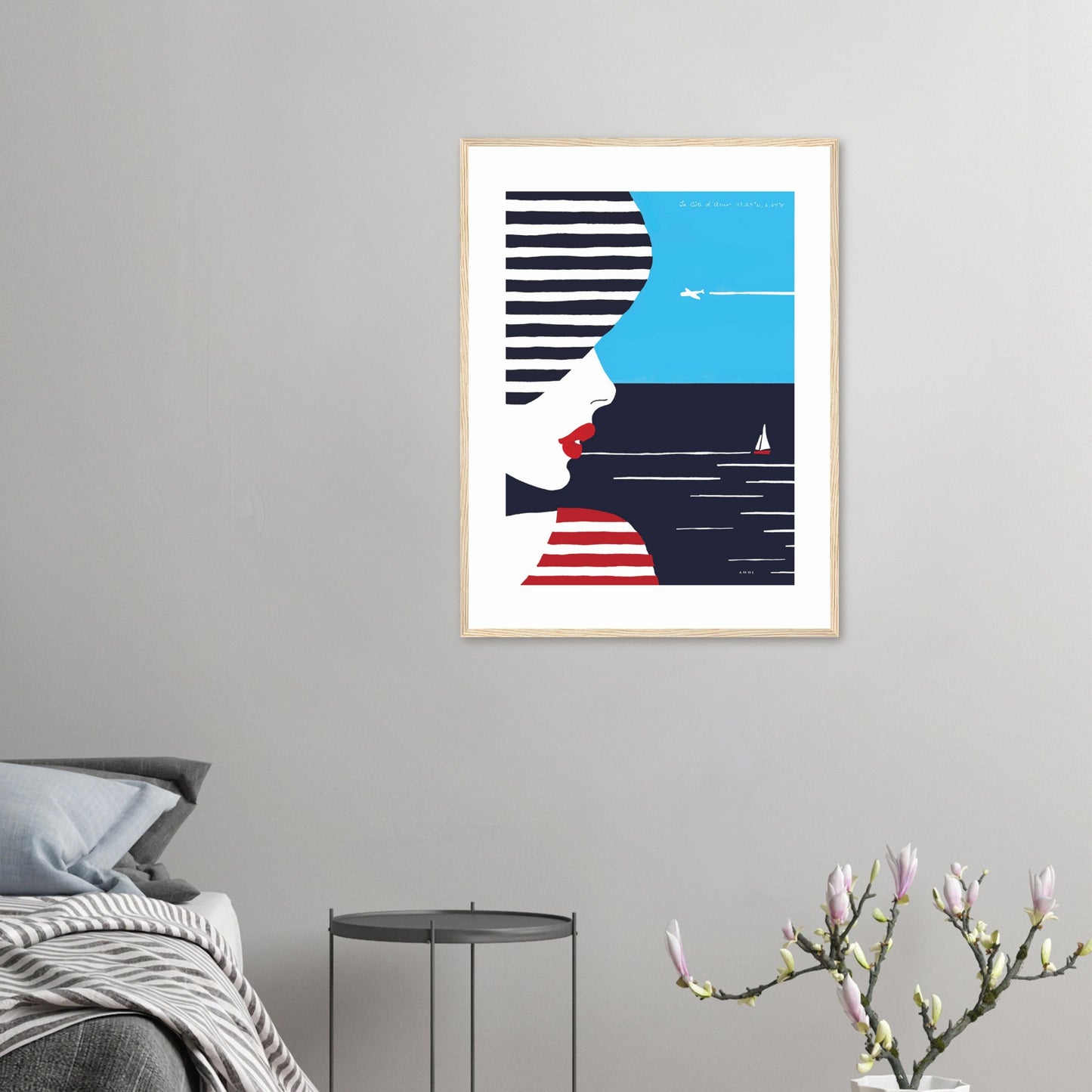 Portrait Of A Woman Looking At The Sea In The South Of France: Slow Living: Classic Matte Paper Wooden Framed Art Print