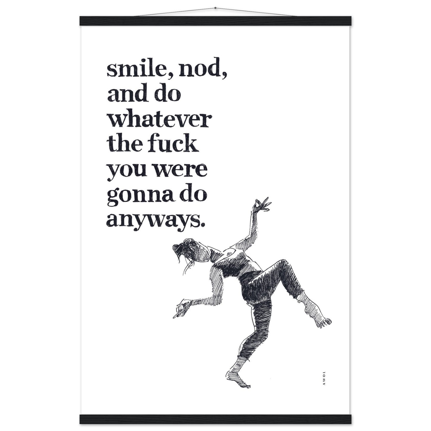Smile And Nod, Modern Zen Art Print: Poster with Hanger