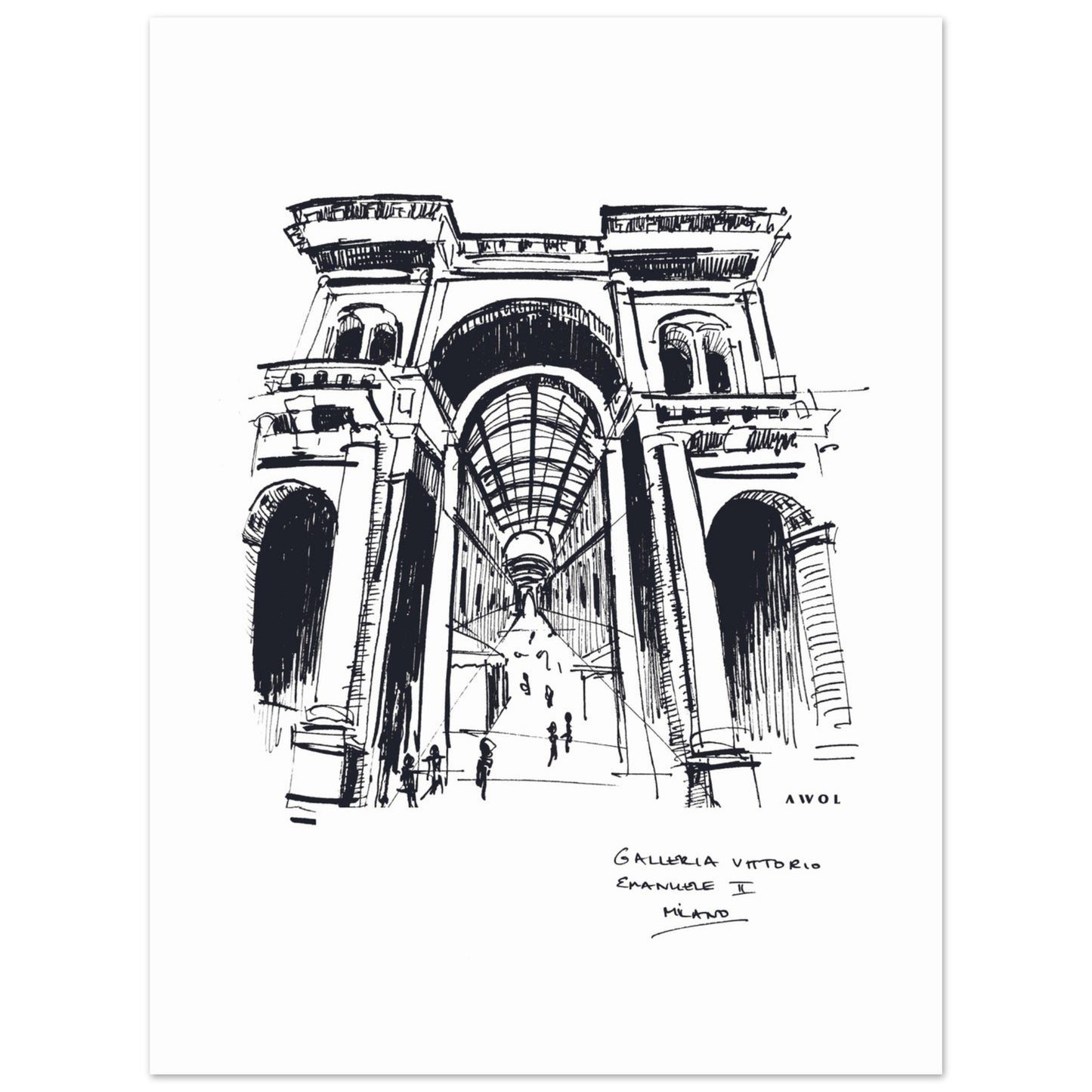 Milan City Art Print With Luxury Shopping Elegance: Poster Print