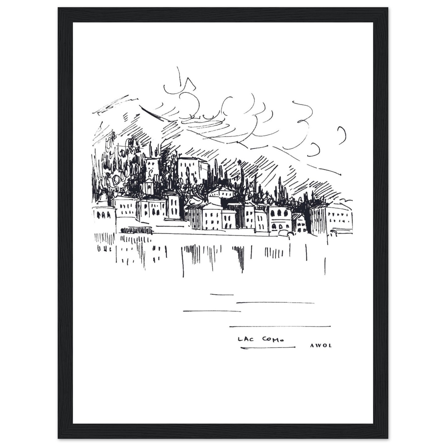Italian Scenery Wall Art With Villas On A Hill In Lake Como, Framed Art Print