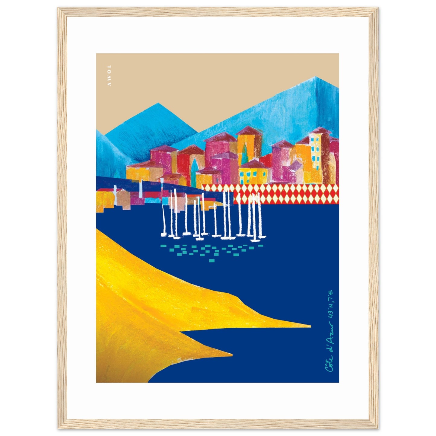 Colourful Beach Towns In The South of France Poster: Framed Art Print