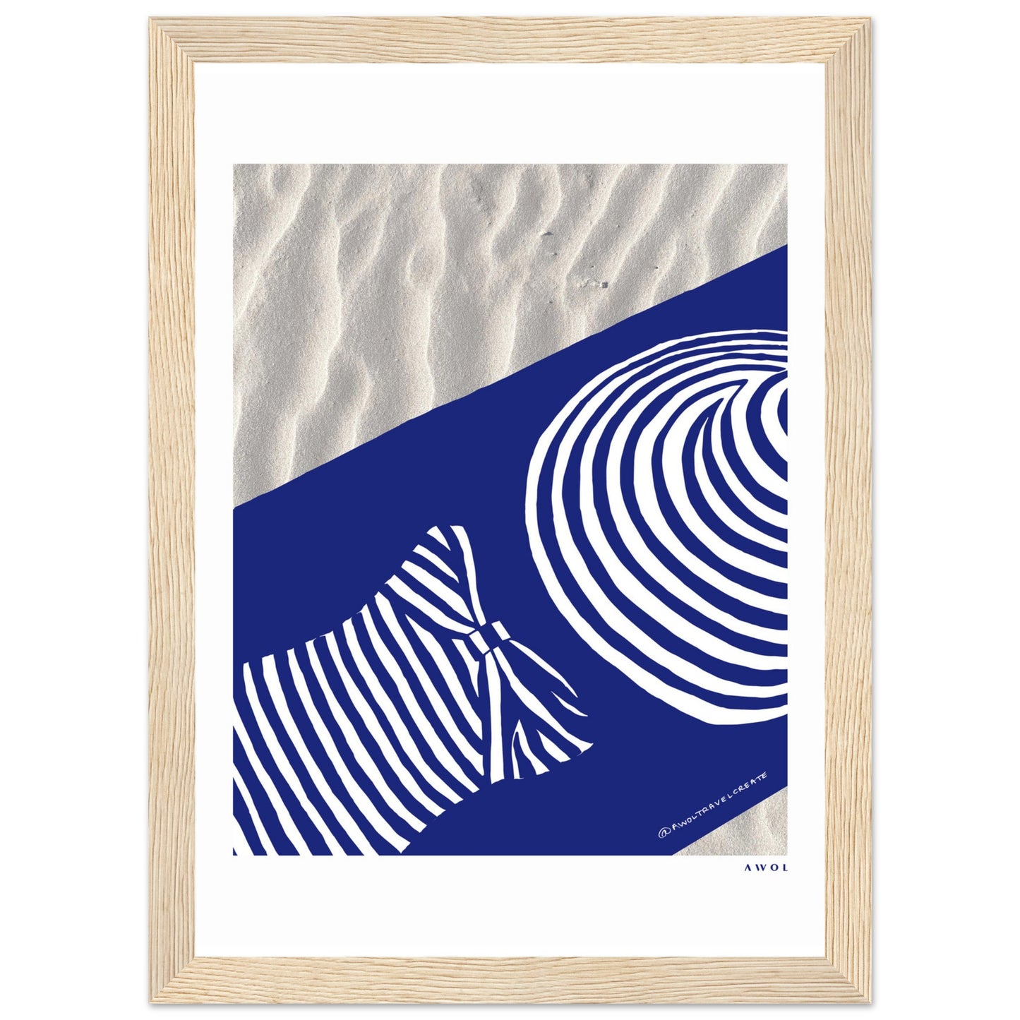 Woman In Oversized Hat And Stripes Sleeping On The Beach: Island Mood Classic Matte Paper Wooden Framed Art Print
