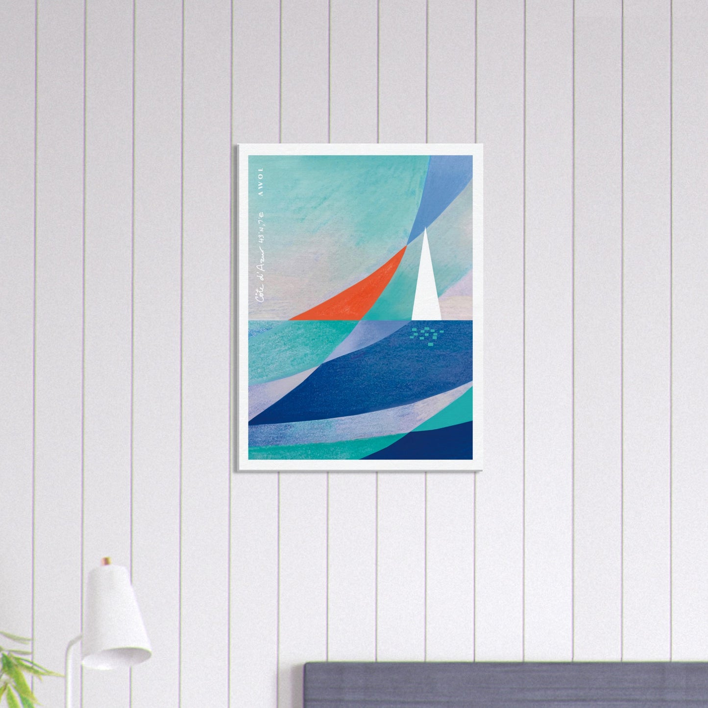 White Sailboat on The Mediterranean Sea: Blue Canvas Art Print