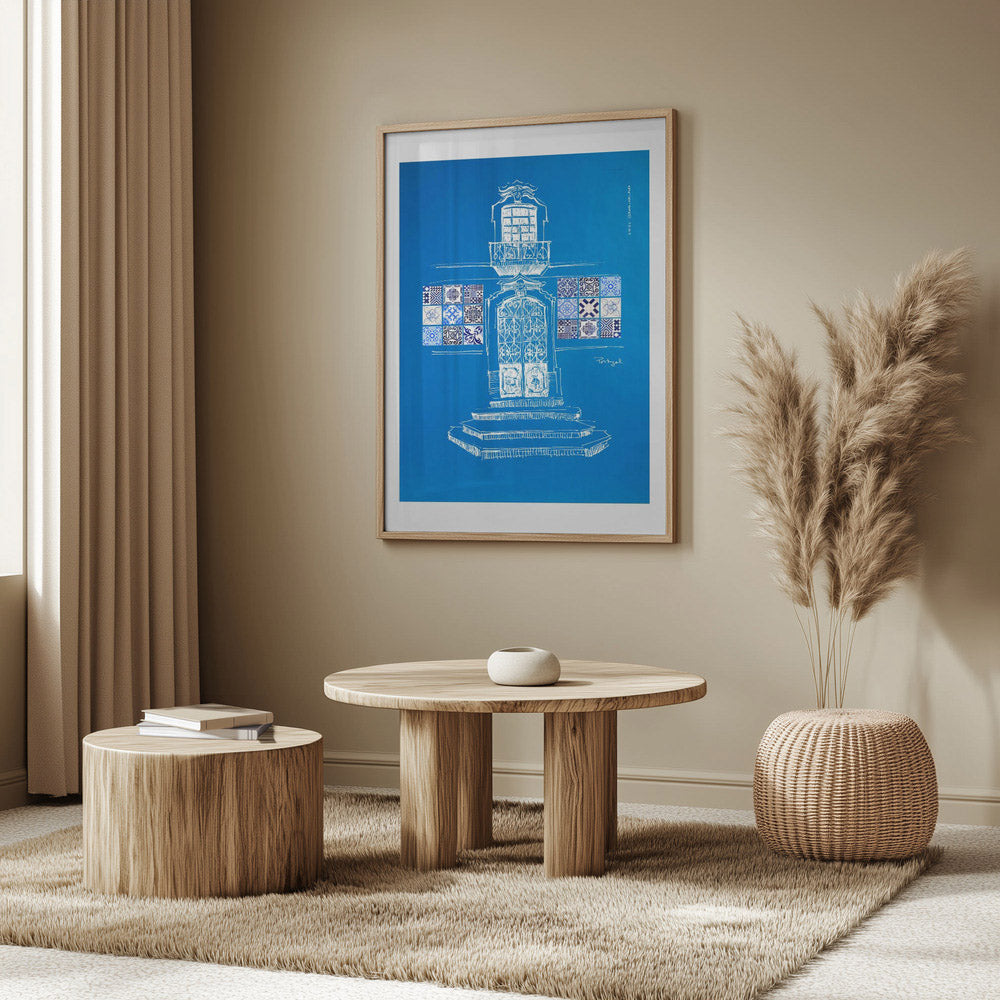 Portugal Blues: Doorway & Azulejos, Fine Art Poster