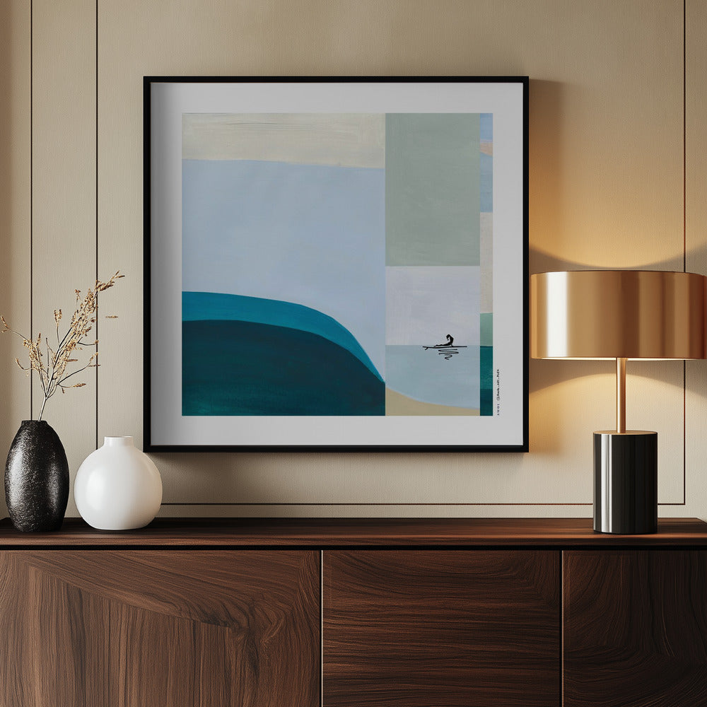 Flow State, City Calm: Minimalist Yoga: Fine Art Wooden Framed Poster