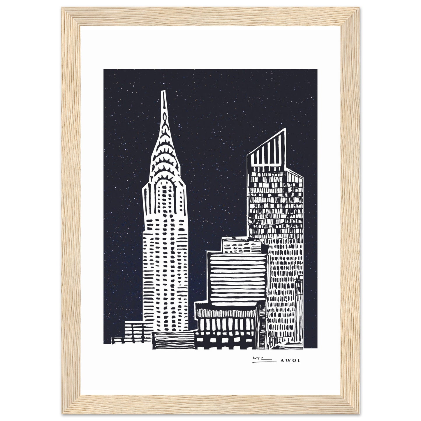 New York City At Night, Manhattan Abstraction: Framed Art Print