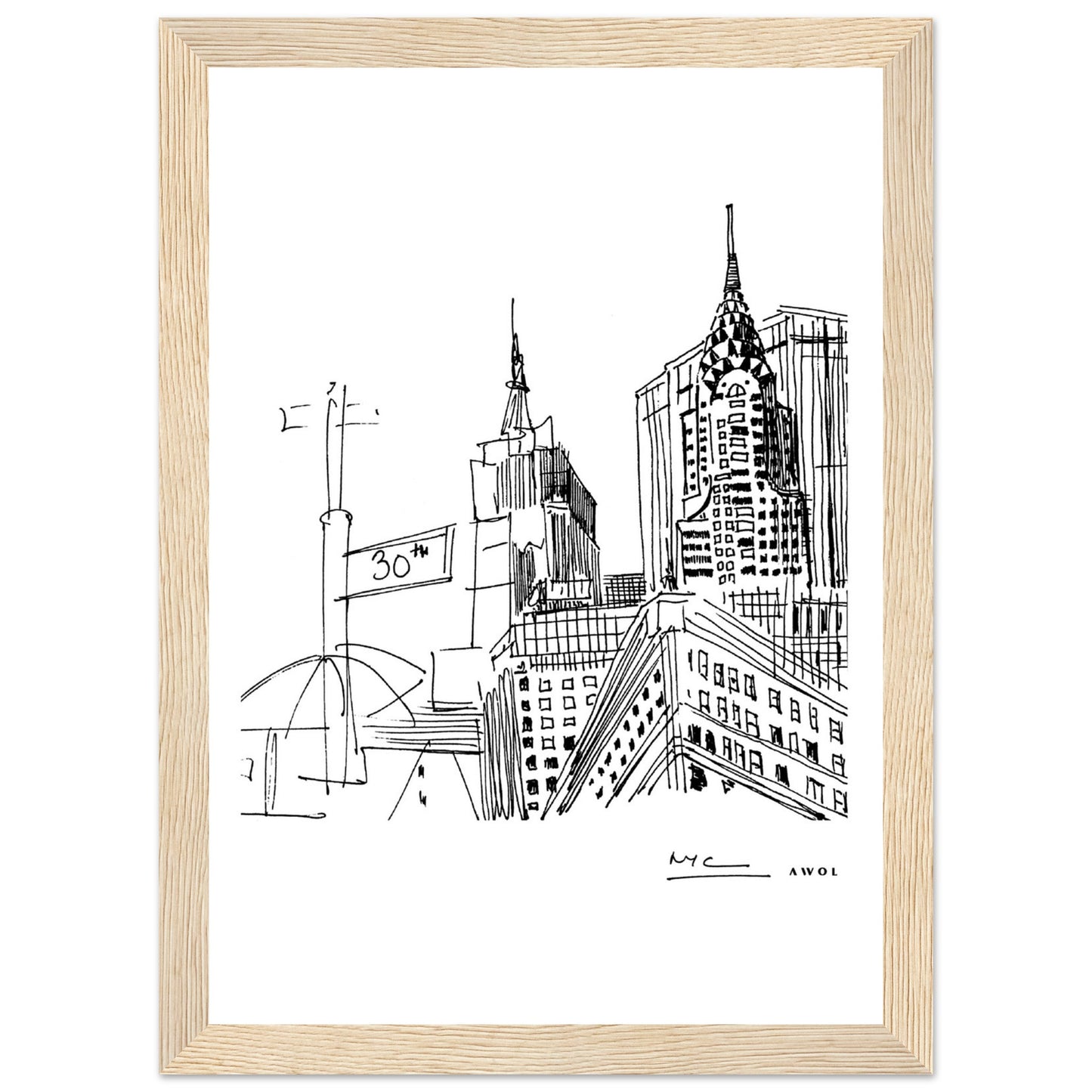 New York City Skyline Art, Iconic Skyscrapers: Framed Art Print