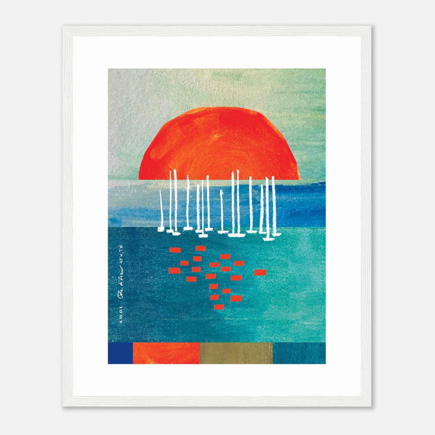 Sunrise Over The Sea, Colourful Seaside Landscape Artwork: Framed Print