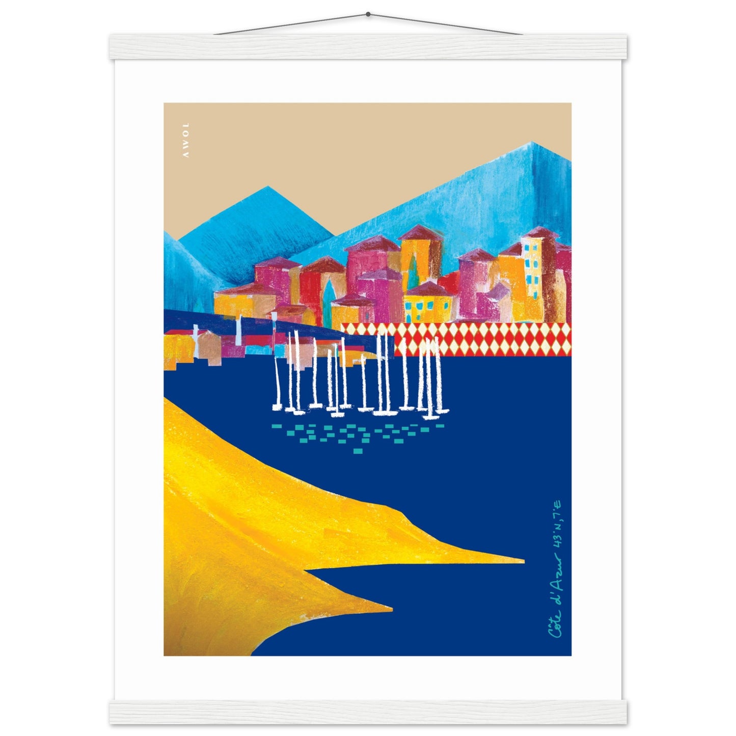 Colourful Villas On the Mediterranean Sea, Travel Poster With Hanger