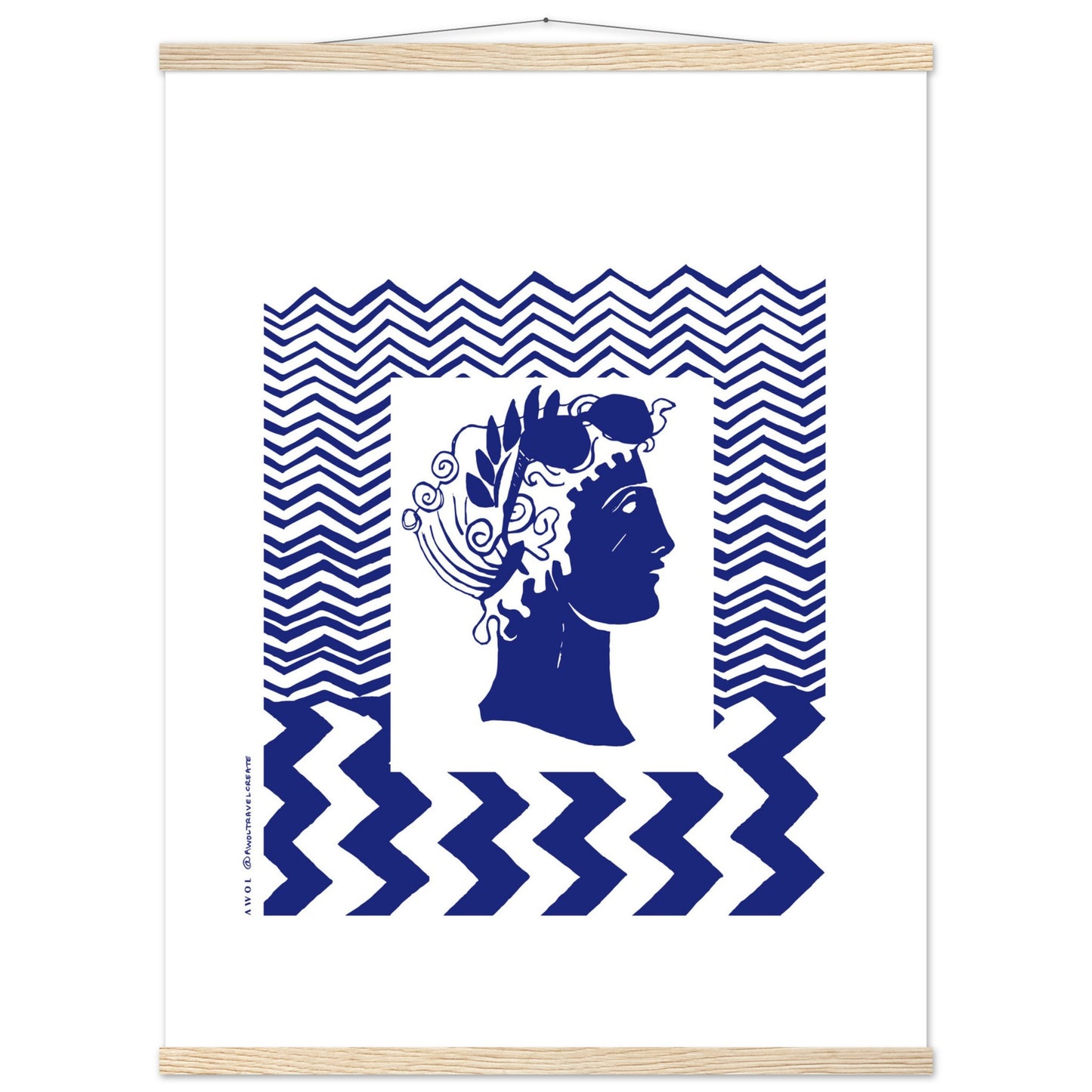 Beach Travel Art Print: Blue Abstract Portrait Poster with Hanger - Creations Awol