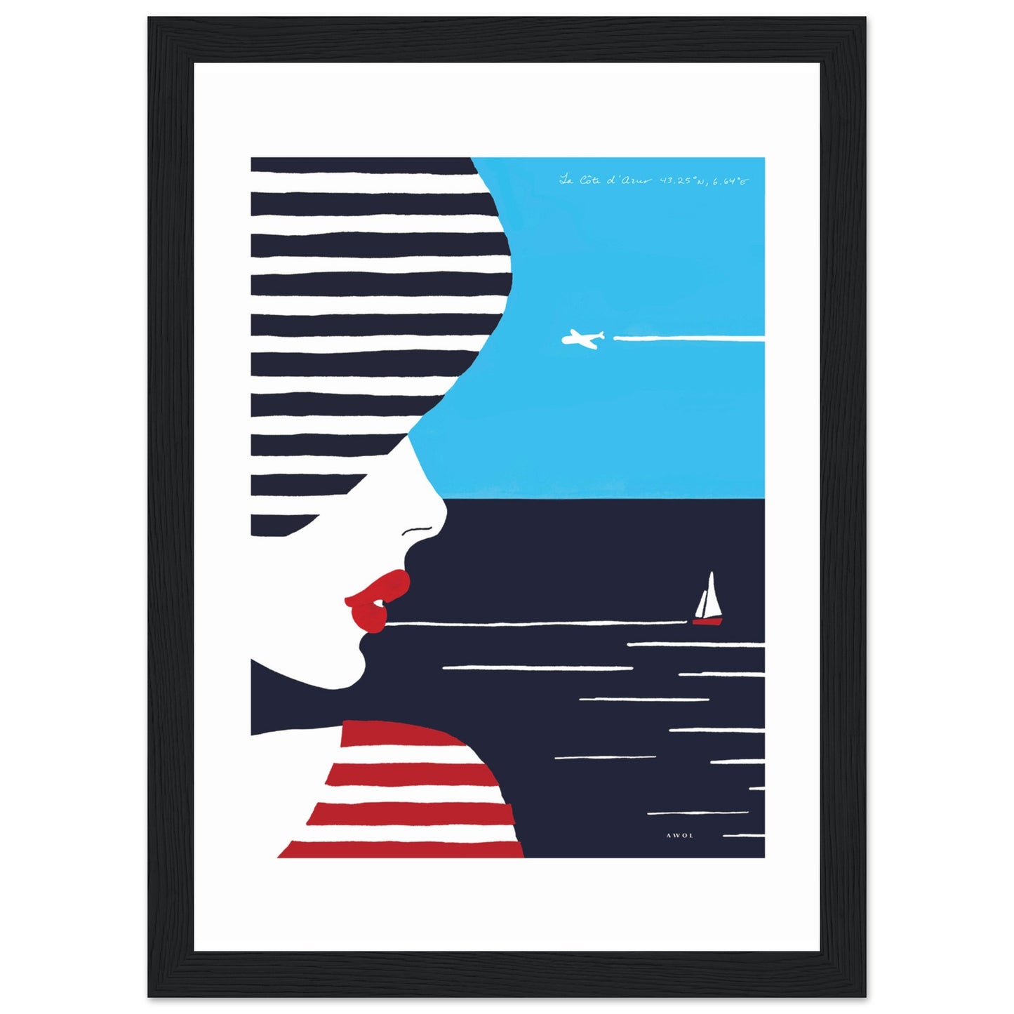 Portrait Of A Woman Looking At The Sea In The South Of France: Slow Living: Classic Matte Paper Wooden Framed Art Print