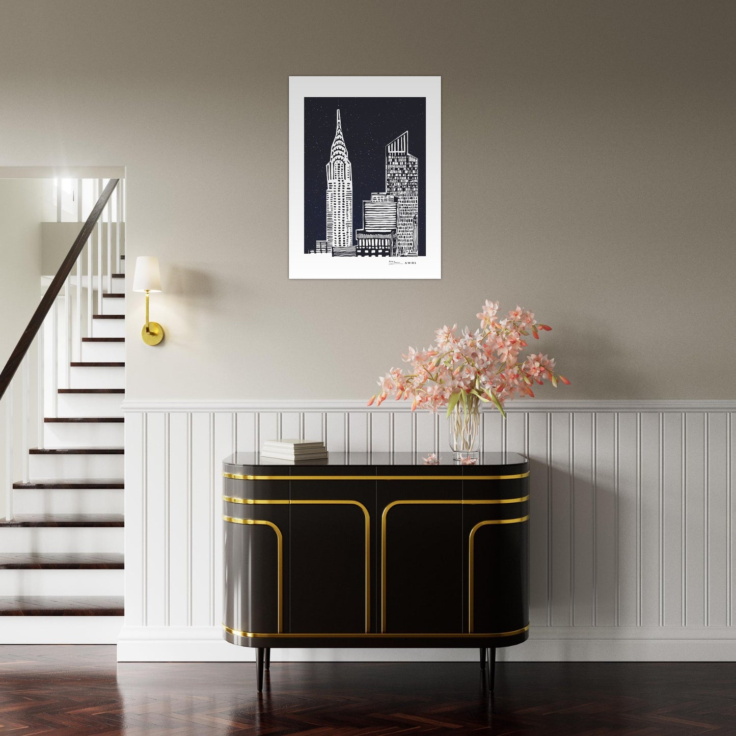 New York City At Night, Manhattan Abstraction: Poster Print