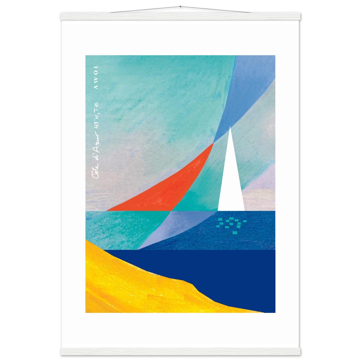 Sailboat On Abstract Sea: Côte d'Azur Poster with Hanger