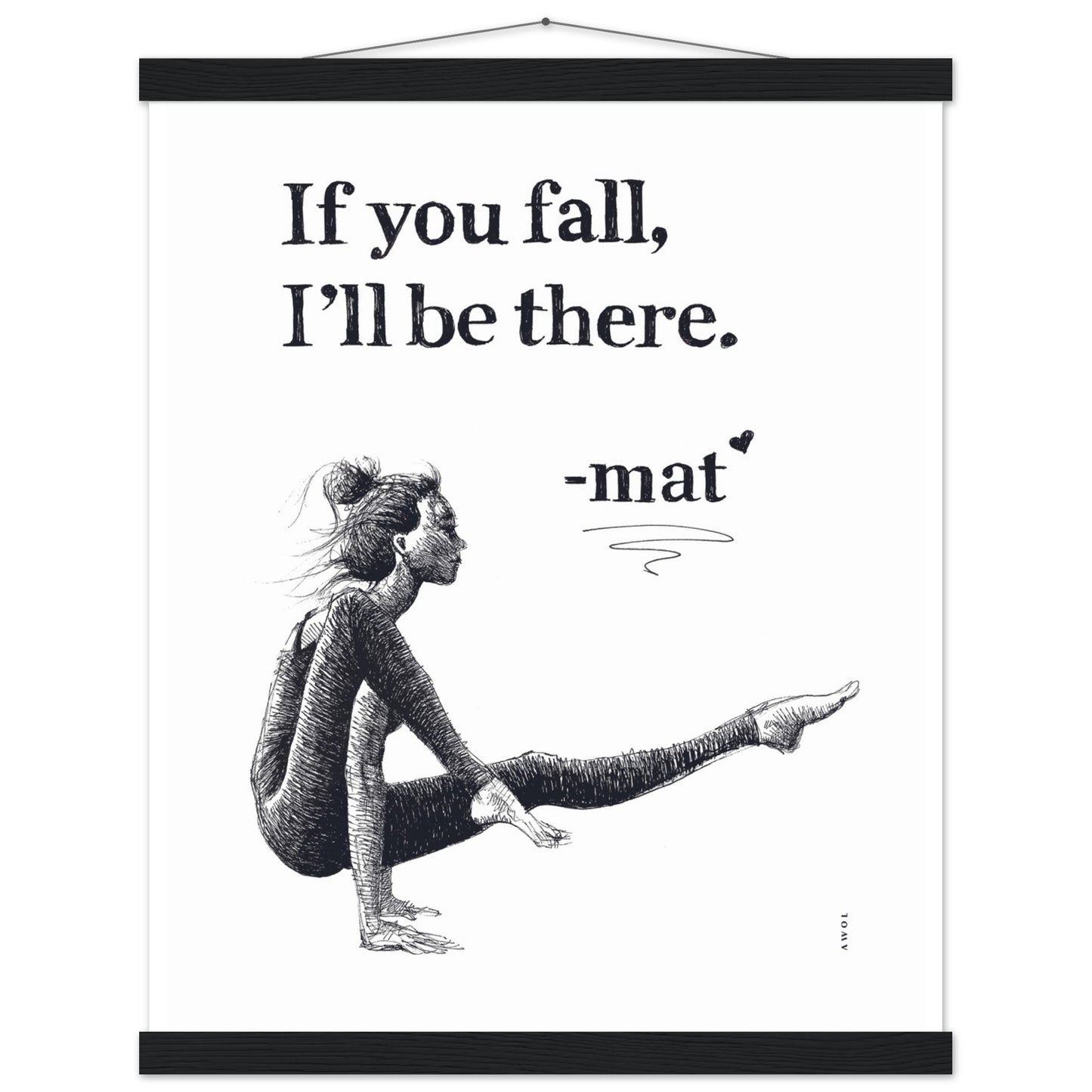 Spiritual Yoga Pose Art With Inspiring Quote: Poster Print with Hanger