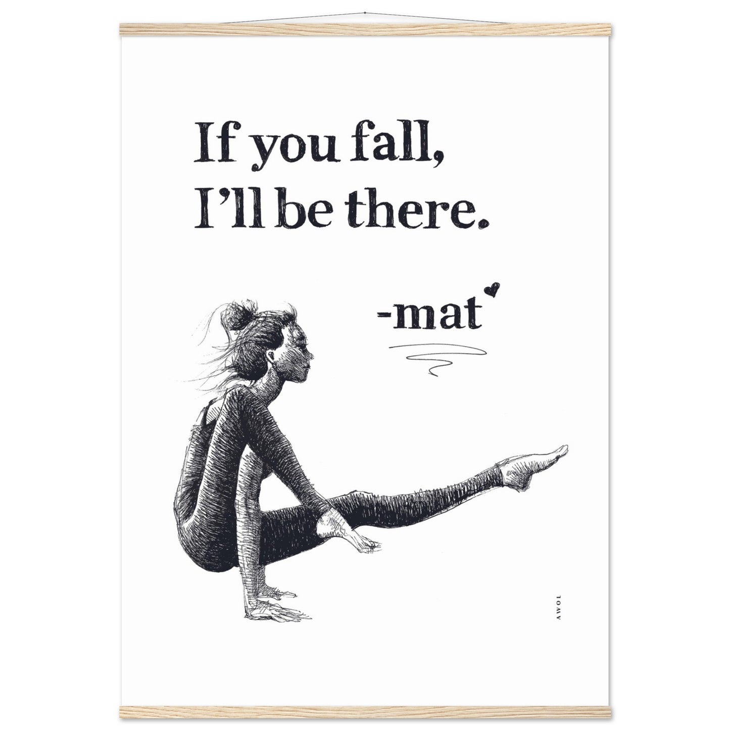 Spiritual Yoga Pose Art With Inspiring Quote: Poster Print with Hanger