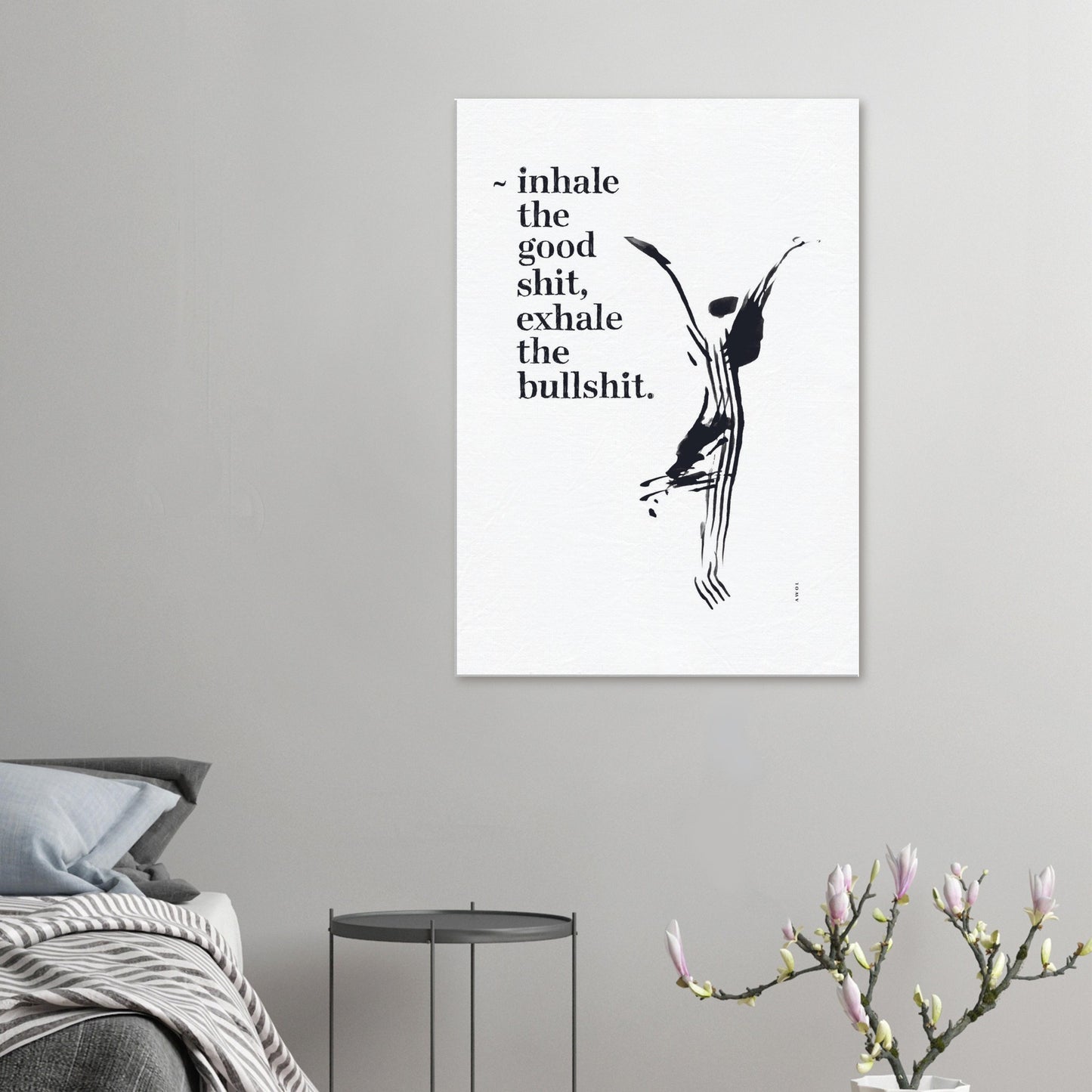 Modern Spiritual Wall Art With Quote And Yoga Pose: Art On Canvas Print
