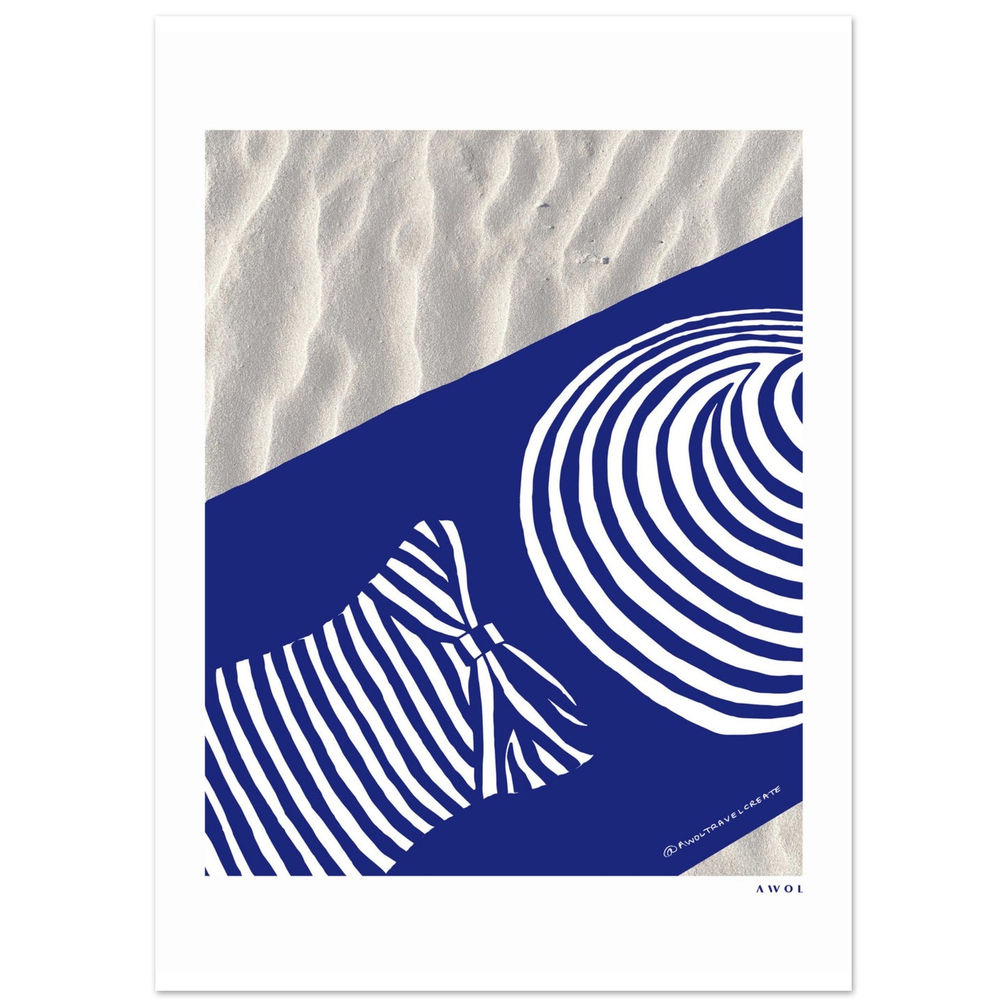 Woman In Oversized Blue Striped Hat Tanning On The Beach: Vacation Vibes Classic Matte Paper Poster