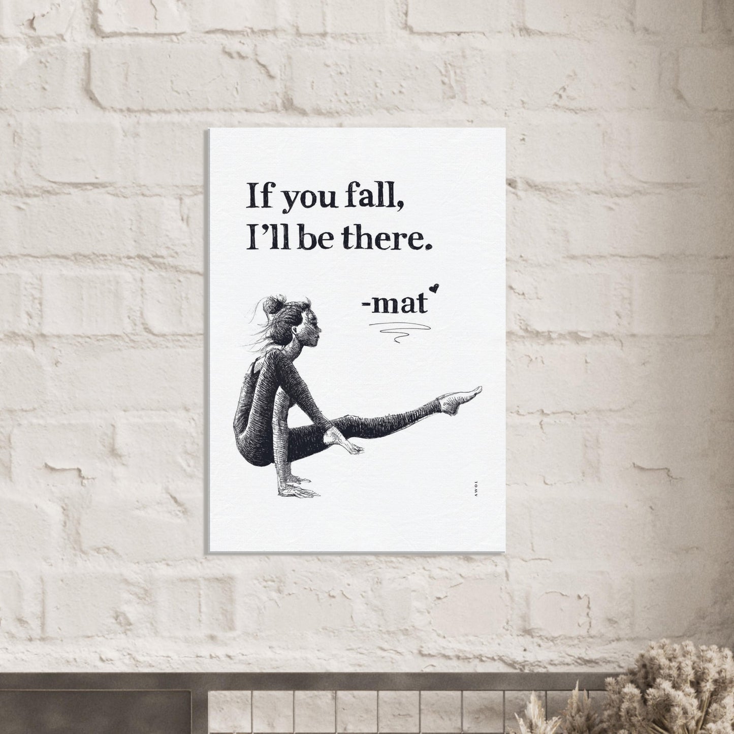 Woman In Yoga Pose On Yoga Mat With Inspirational Quote: Canvas Art Print