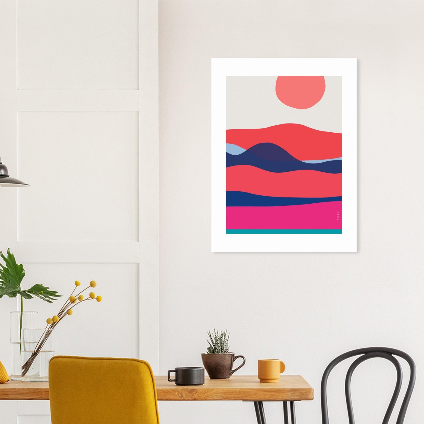 Minimalist Ocean Wall Art, Abstract Sea With Sunrises and Sunsets: Aluminum Print