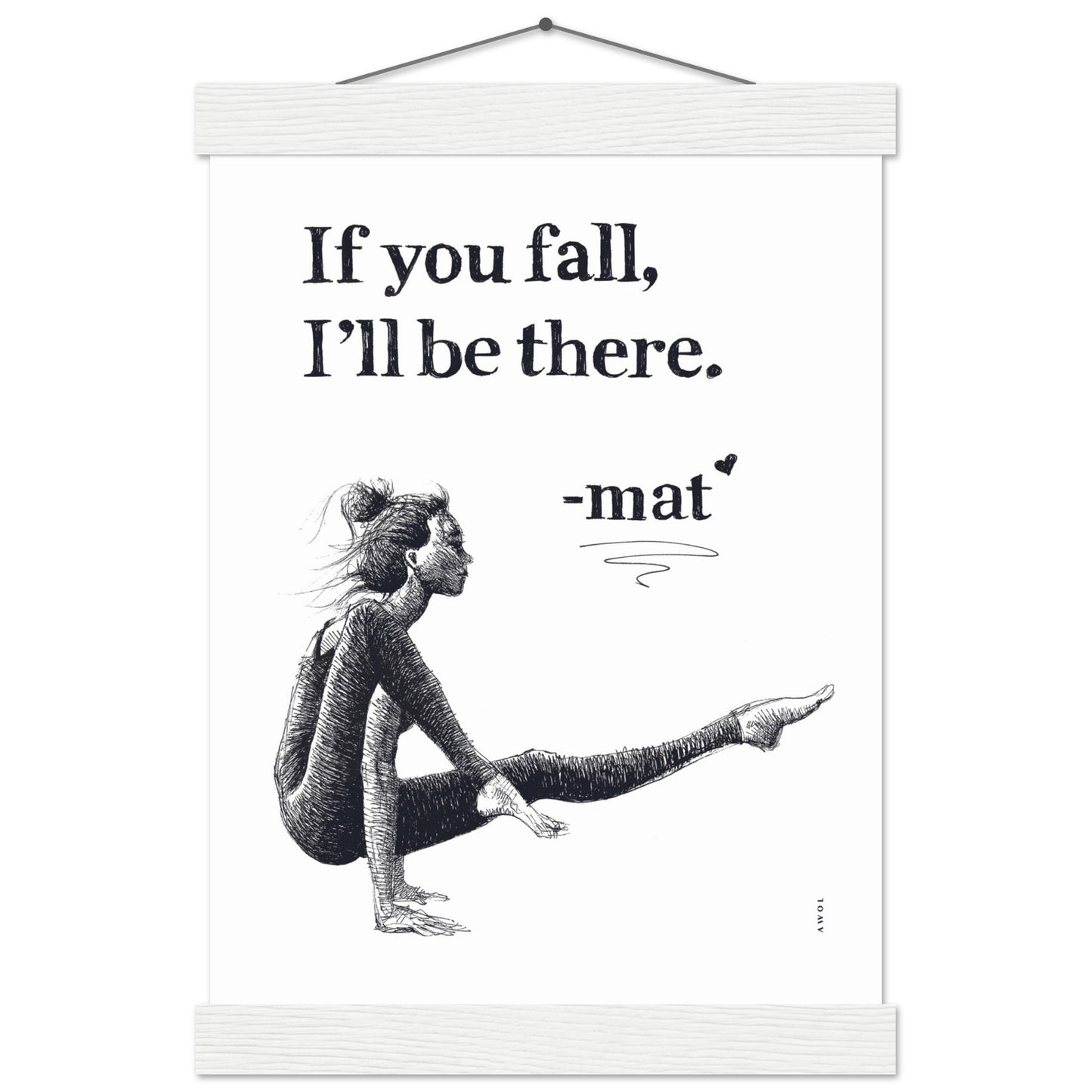 Spiritual Yoga Pose Art With Inspiring Quote: Poster Print with Hanger