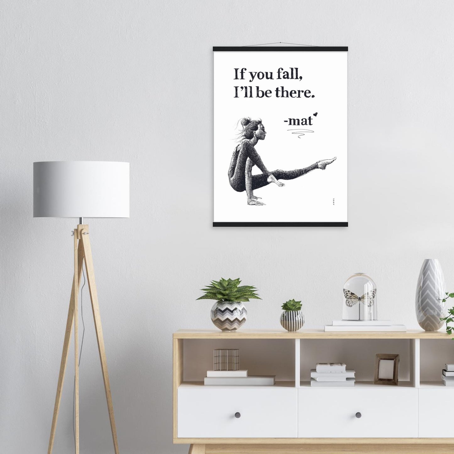 Spiritual Yoga Pose Art With Inspiring Quote: Poster Print with Hanger