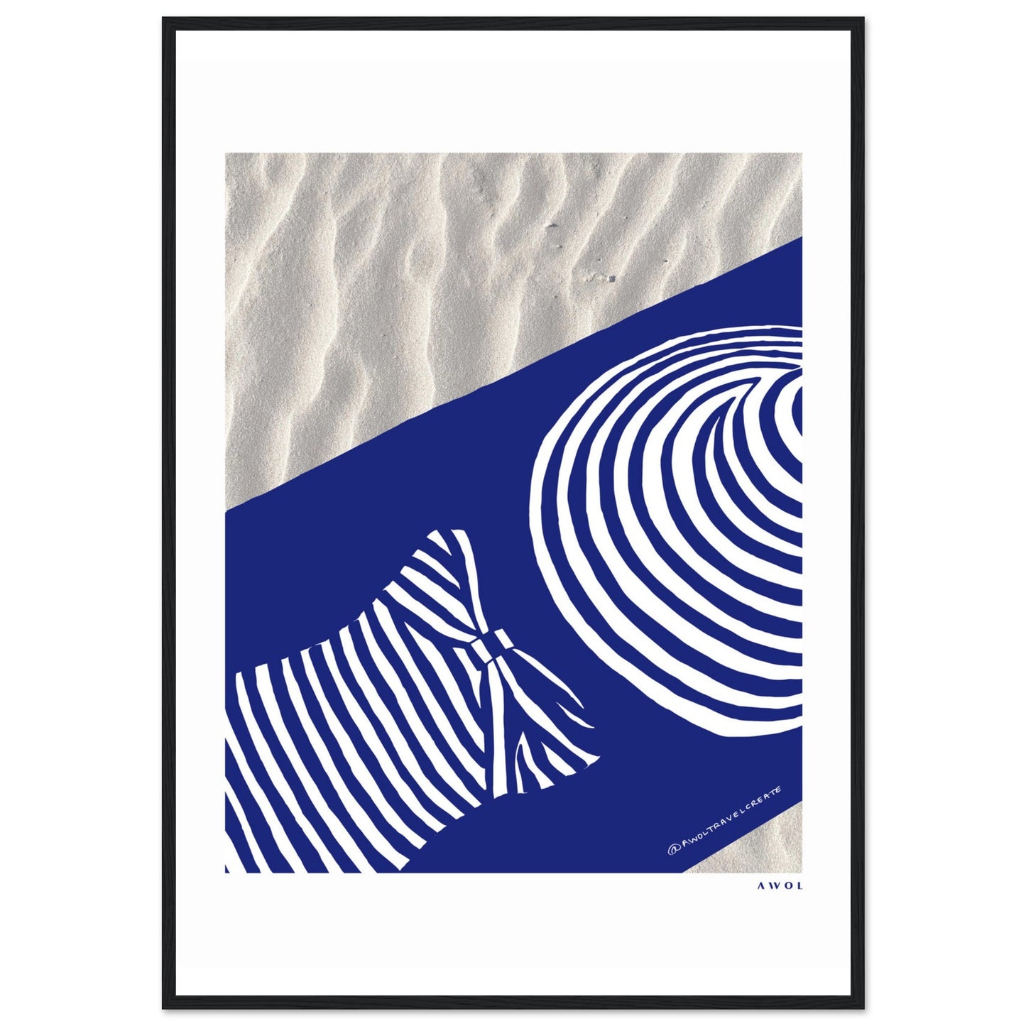 Woman In Oversized Hat And Stripes Sleeping On The Beach: Island Mood Classic Matte Paper Wooden Framed Art Print
