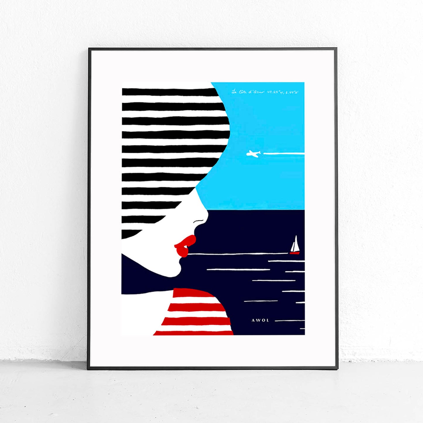 Colourful Beach Portrait Of A Woman By The Sea: French Riviera Poster