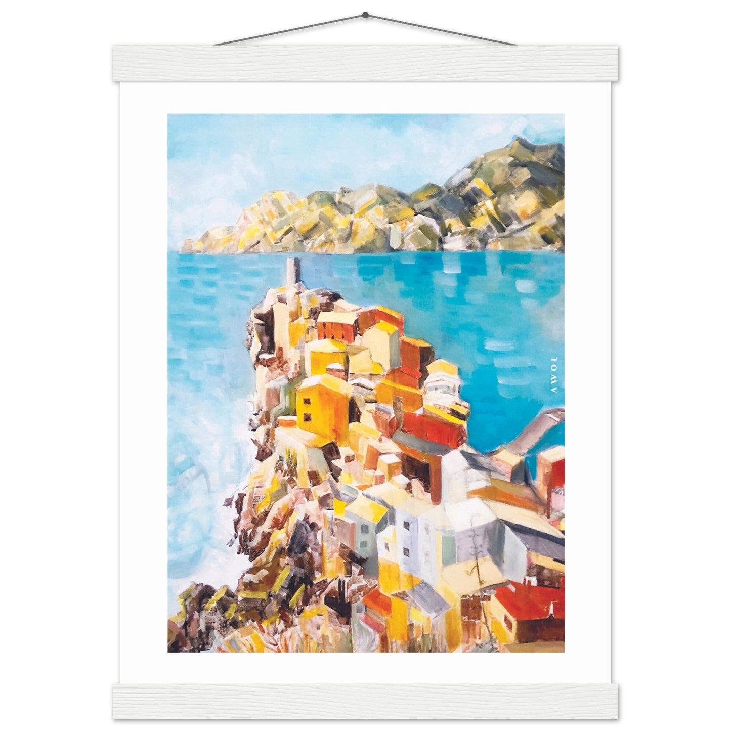 Italy Scenery Art Print: Colourful Towns Of Amalfi And Liguria: Poster Print With Hanger