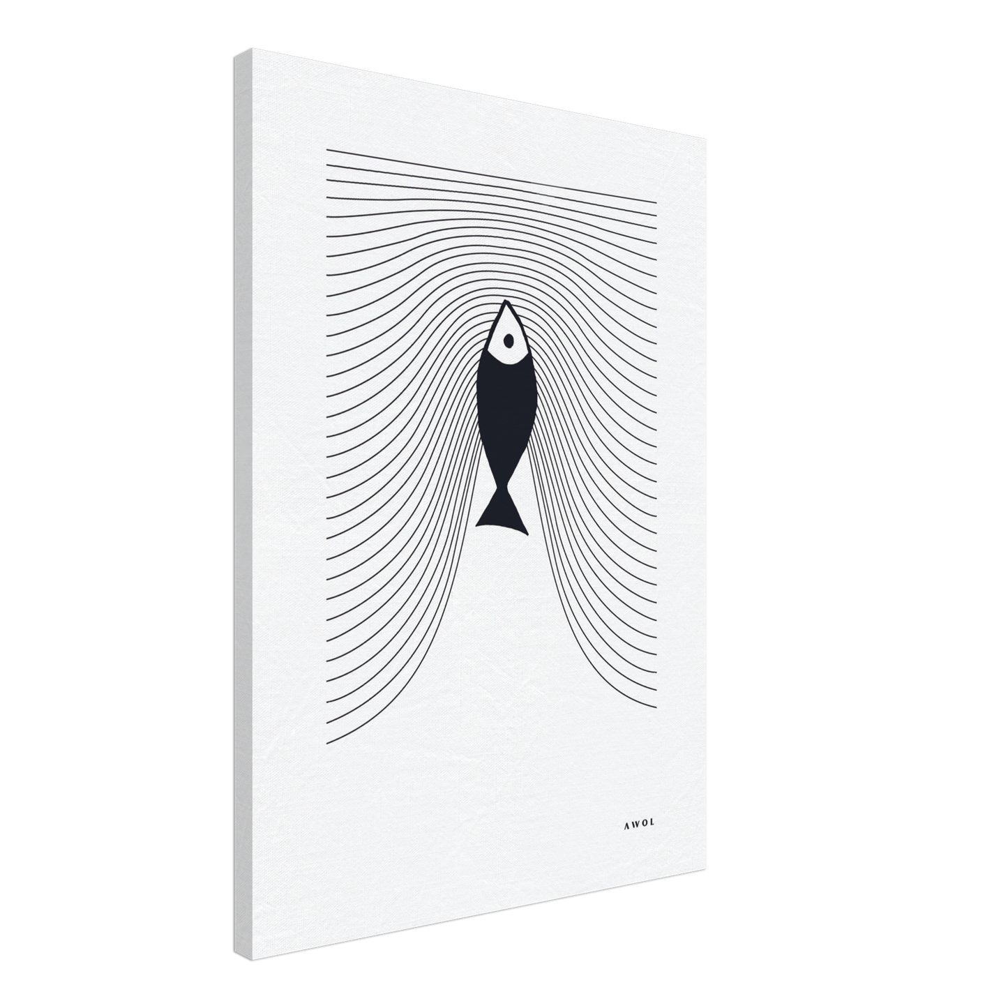 Fish Swimming In Abstract Sea, Scandinavian Wall Art: Canvas Print