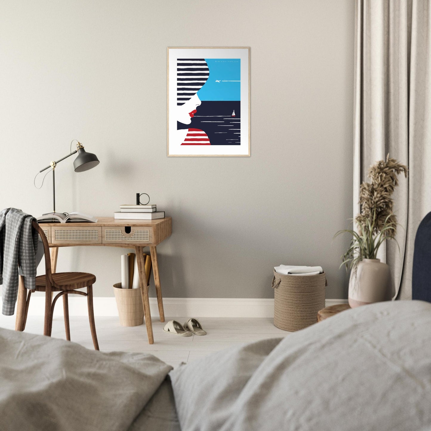 Portrait Of A Woman Looking At The Sea In The South Of France: Slow Living: Classic Matte Paper Wooden Framed Art Print
