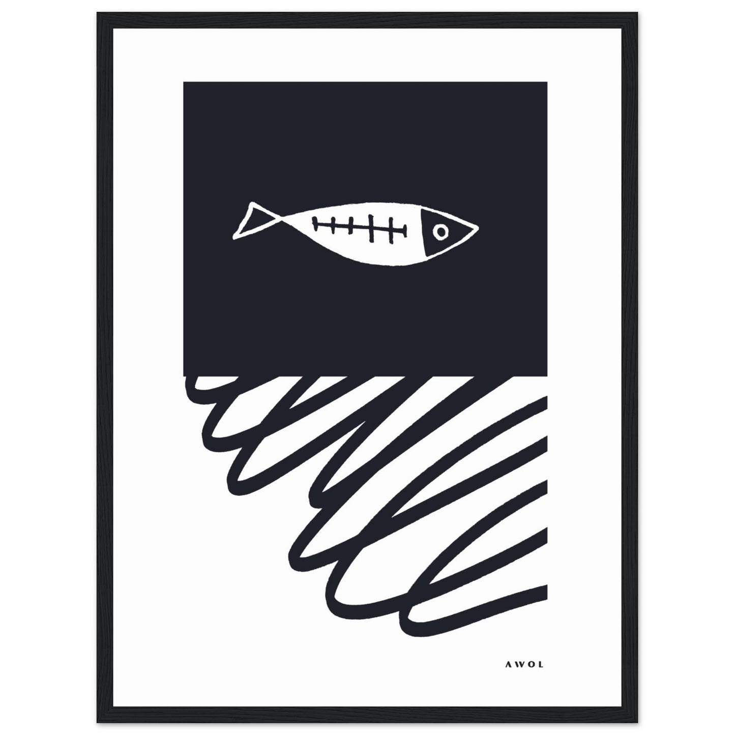 Minimalist Wall Decor, Scandinavian Wall Art With Fish: Framed Art Print