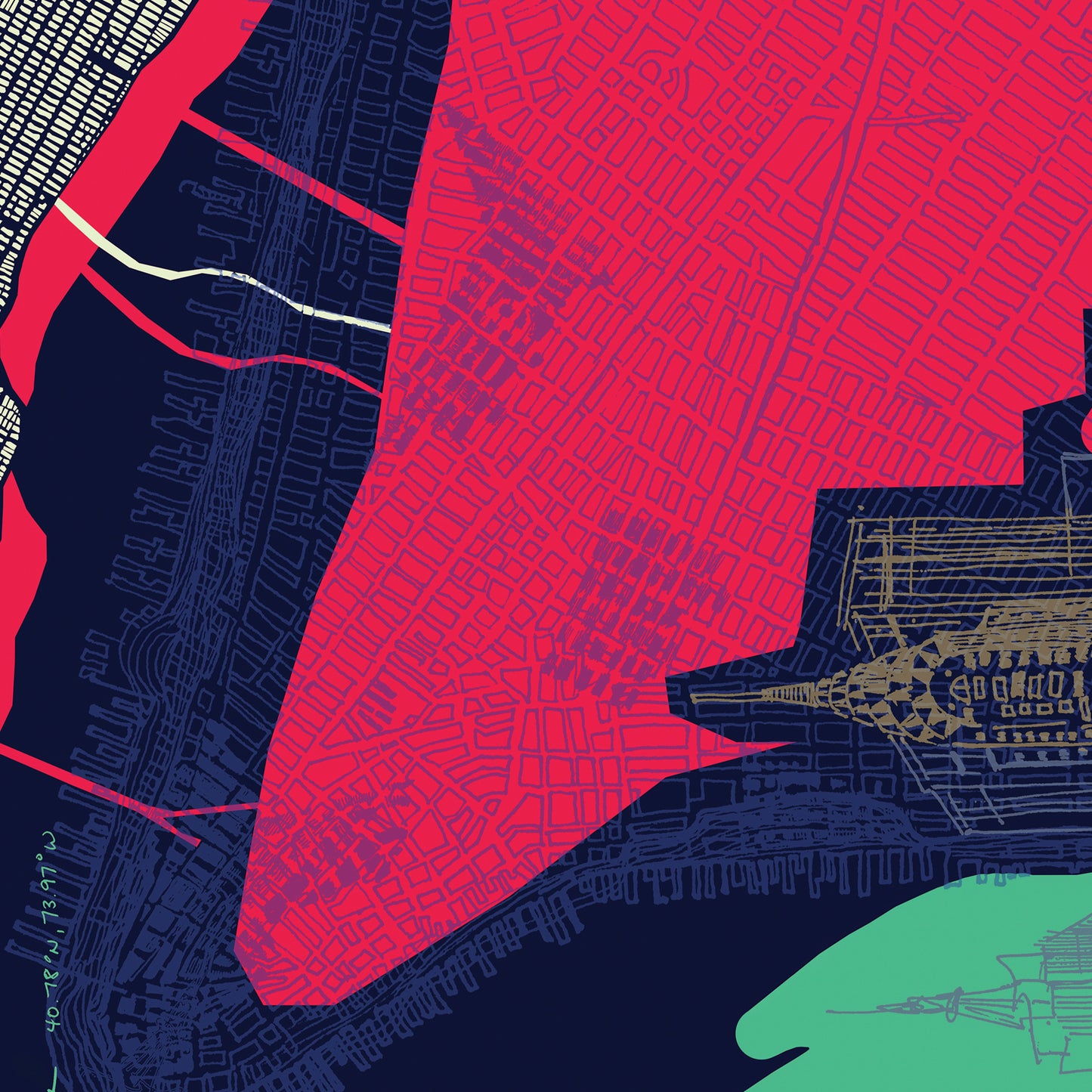 New York CIty Abstraction: NYC Urban Poster Print