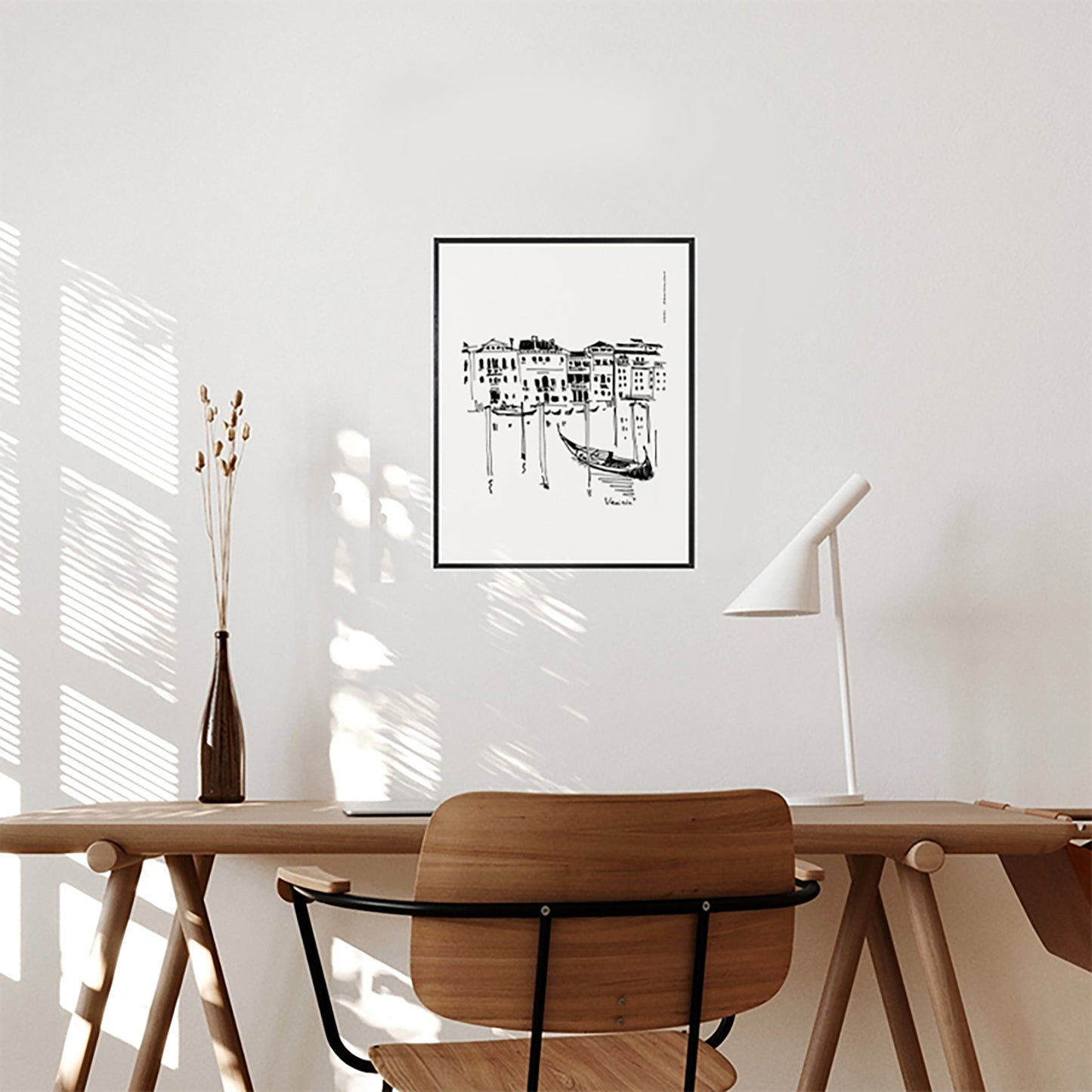 Venice Palazzos And Gondolas On The Grand Canal: Wooden Framed Poster