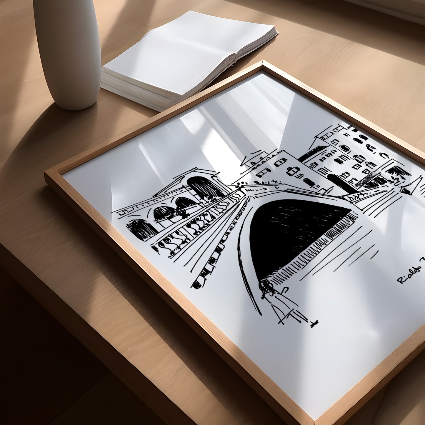 Venice Canal, Rialto Bridge: Classic Matte Paper Wooden Framed Poster