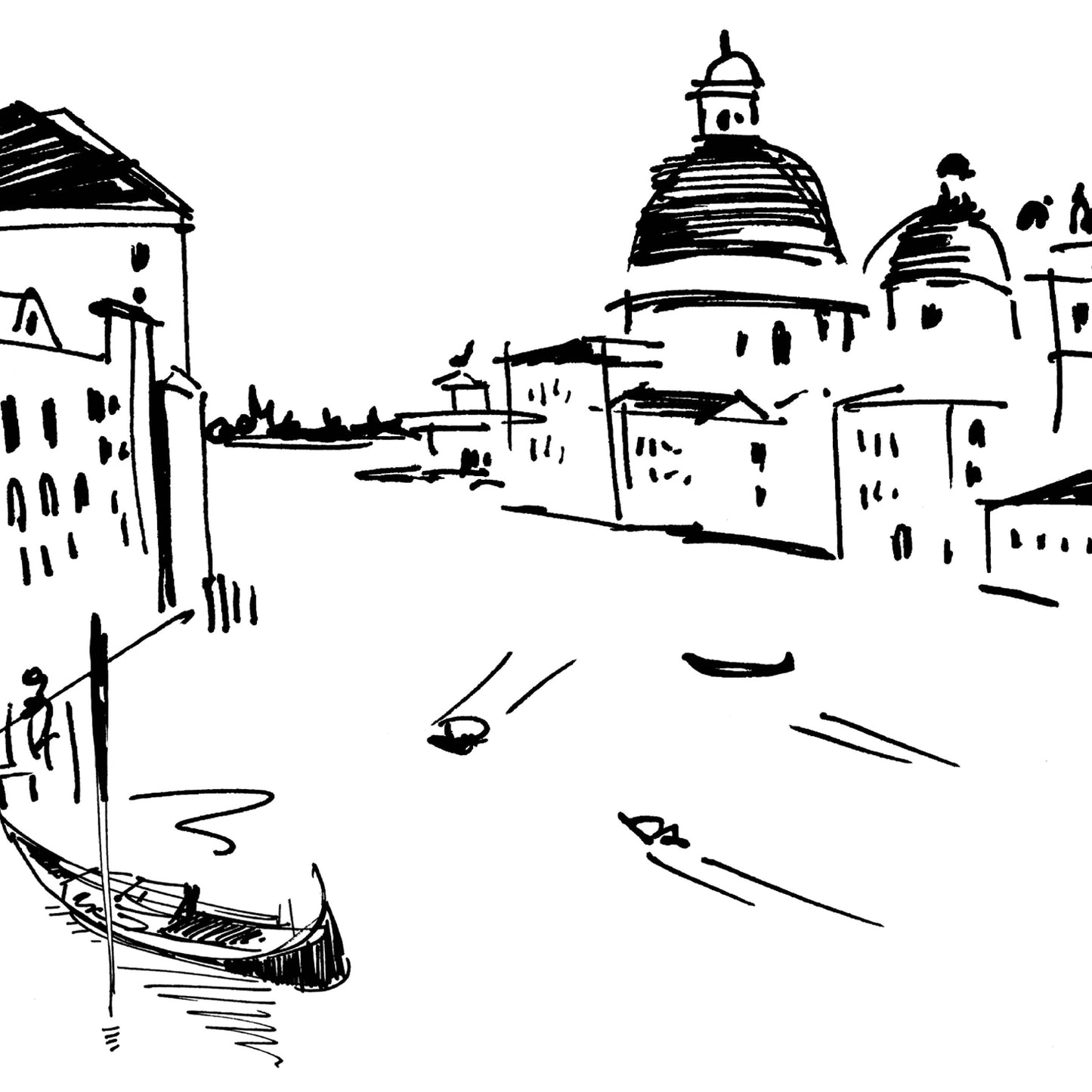 Venice Grand Canal, Black And White Italy Canvas Art Print
