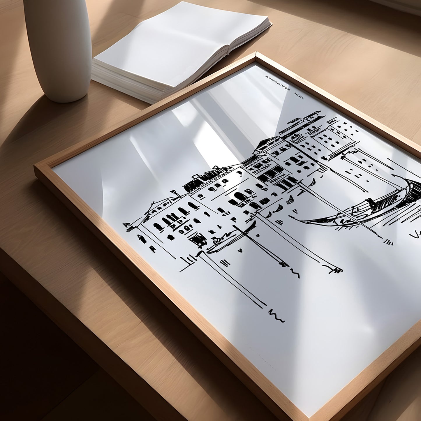 Venice Palazzos And Gondolas On The Grand Canal: Wooden Framed Poster