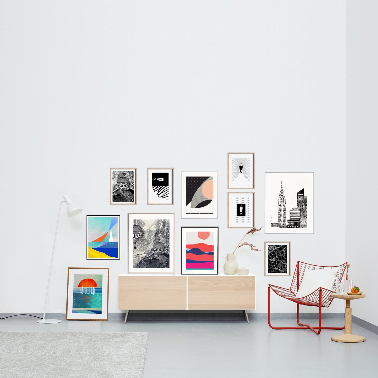 Minimalist Wall Decor, Scandinavian Wall Art With Fish: Framed Art Print