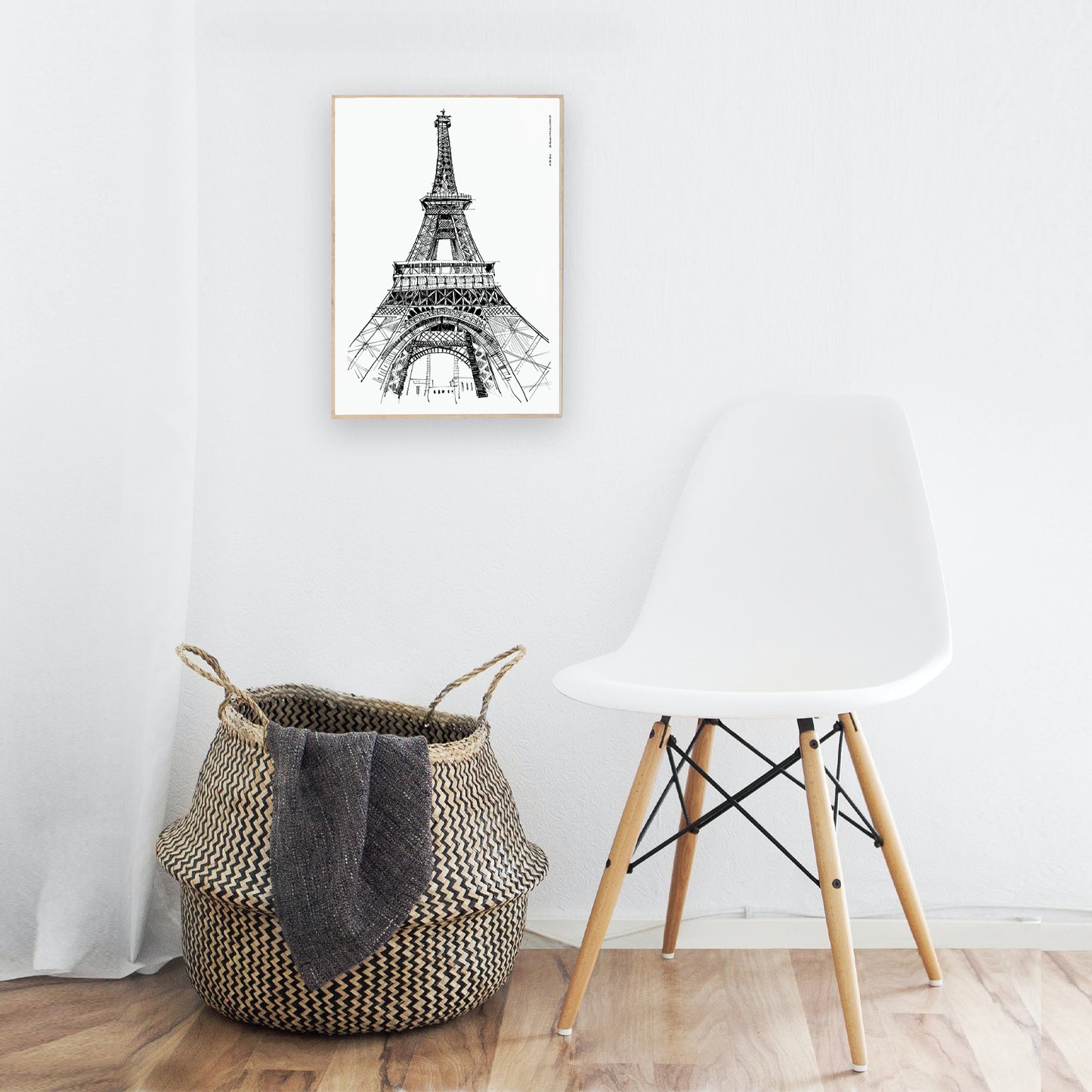 Paris Wall Art, Eiffel Tower In Black And White Art Print: France Travel Poster