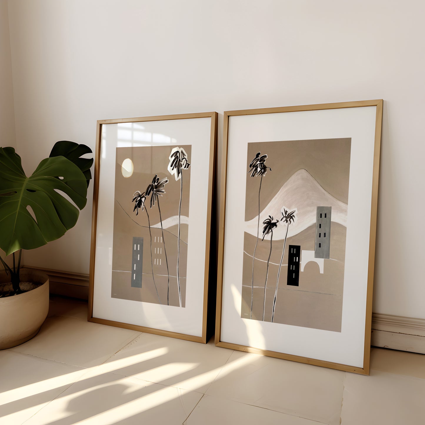Modern Palm Tree Art Abstraction, Mediterranean Wall Art, Framed Art Print