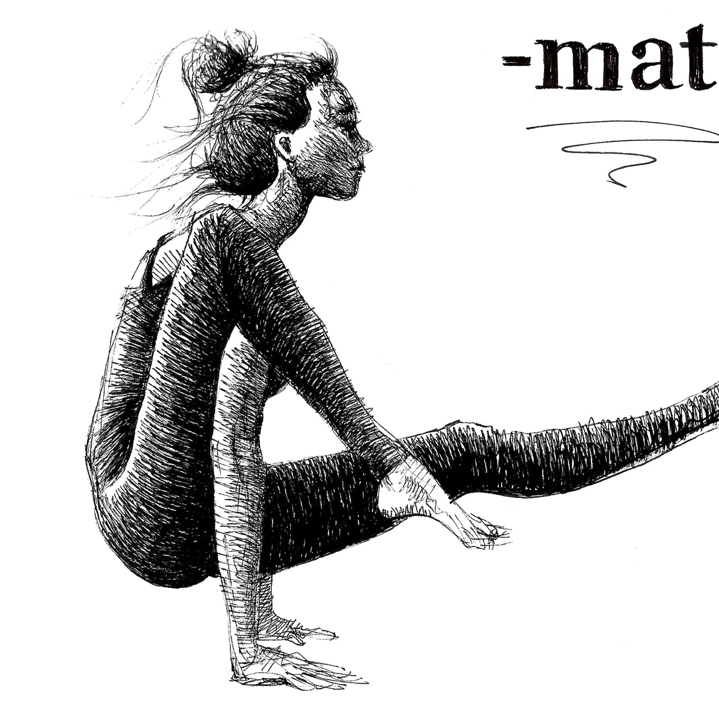 Inspiring Zen Illustration, Mindful Yoga Pose Artwork: Aluminum Art Print