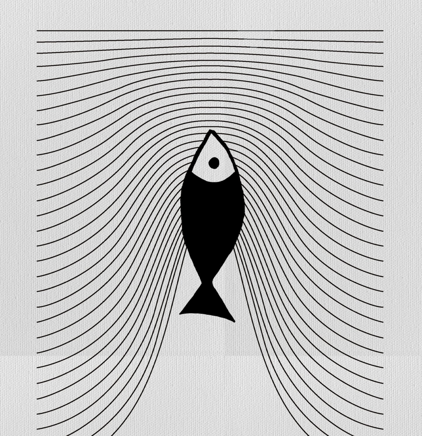 Fish Swimming In Abstract Sea, Scandinavian Wall Art: Canvas Print