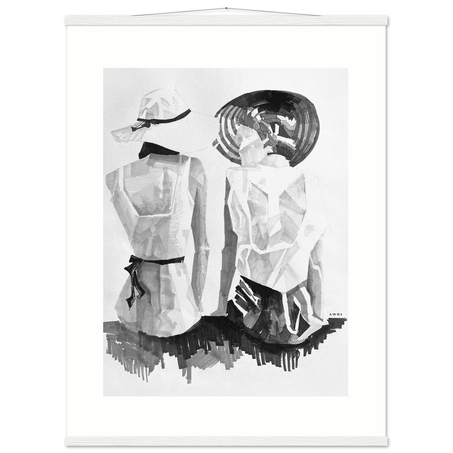 A Summer Day By The Sea: Friends In The Sun Portrait, Wall Poster Print with Hanger - Creations Awol