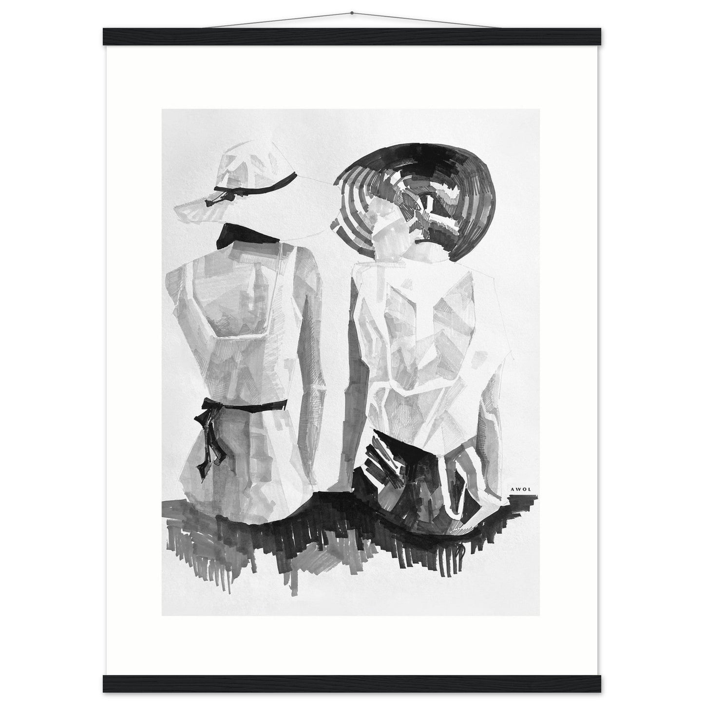 A Summer Day By The Sea: Friends In The Sun Portrait, Wall Poster Print with Hanger - Creations Awol