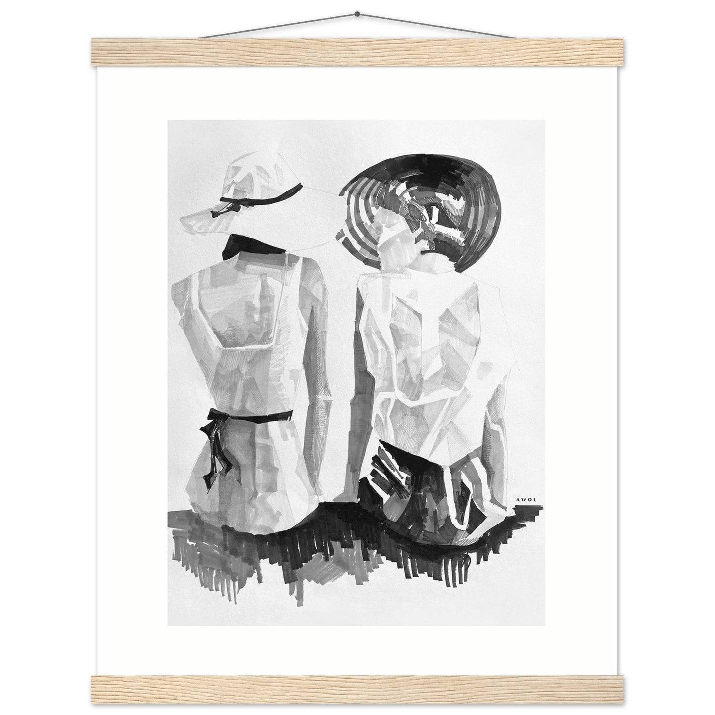 A Summer Day By The Sea: Friends In The Sun Portrait, Wall Poster Print with Hanger - Creations Awol