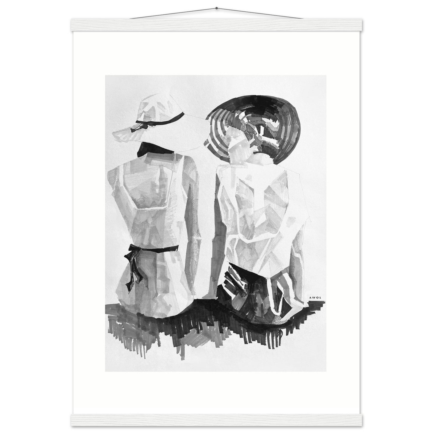 A Summer Day By The Sea: Friends In The Sun Portrait, Wall Poster Print with Hanger - Creations Awol