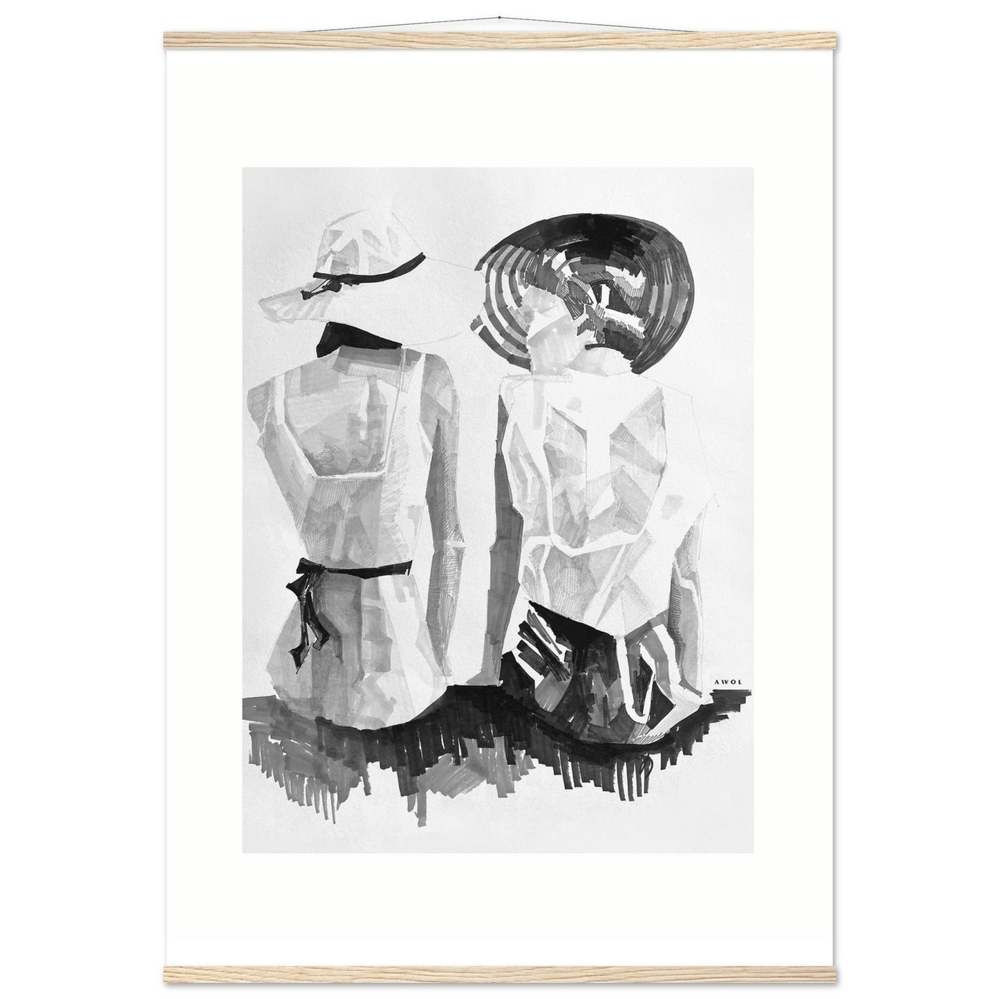 A Summer Day By The Sea: Friends In The Sun Portrait, Wall Poster Print with Hanger - Creations Awol